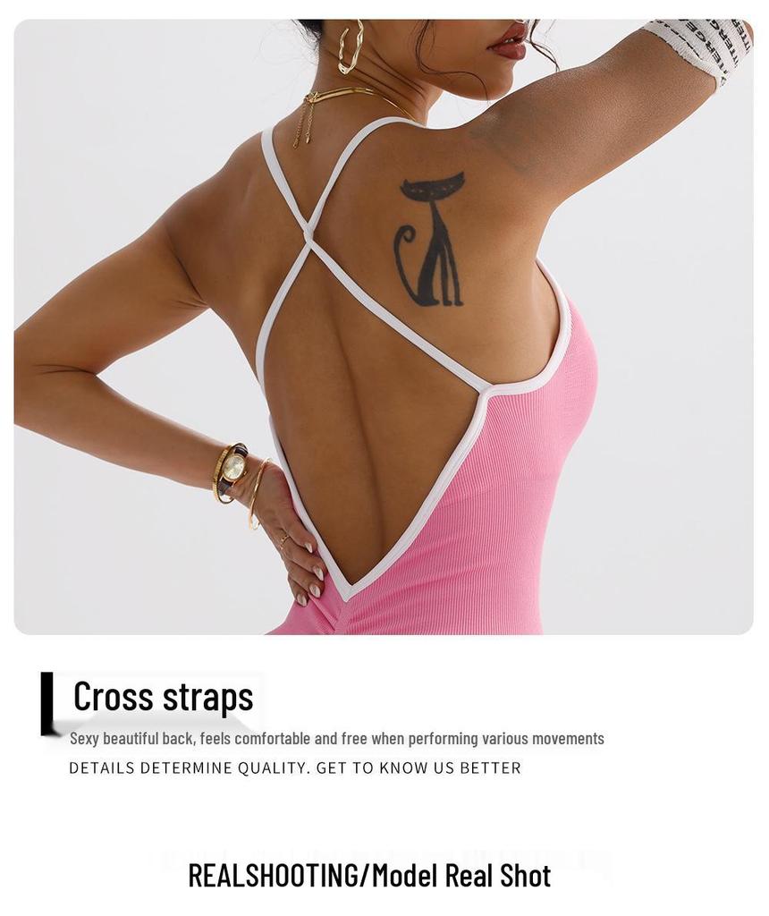 Ribbed Sleeveless Quick-Dry Yoga Bodysuit