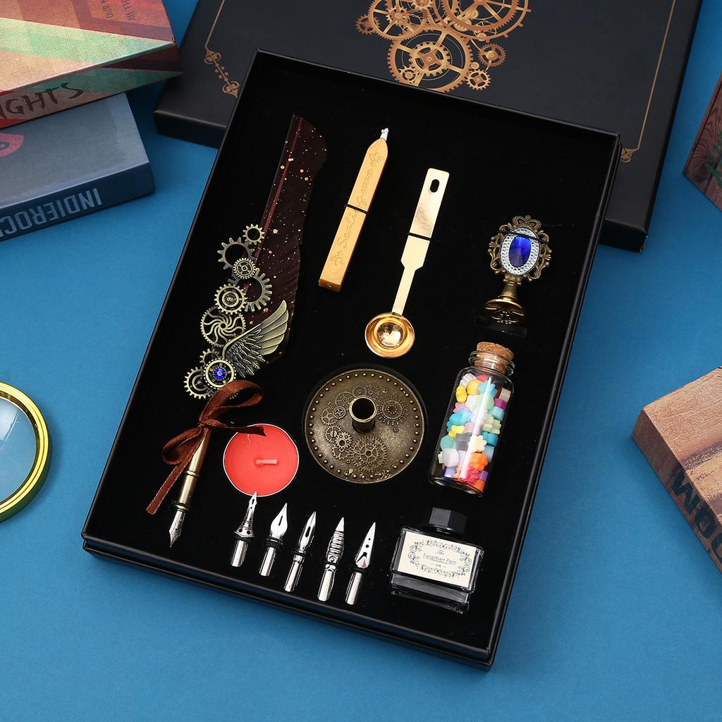 Retro Quill Pen High Value Retro Mechanical Magic Dipping Pen Gift Box Set Advanced Sense