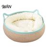 All Season Cat Bed Basket with Cushion Cotton Rope Handwoven Pet Spacious Breathable Ear for Indoor Cats Stretch Space