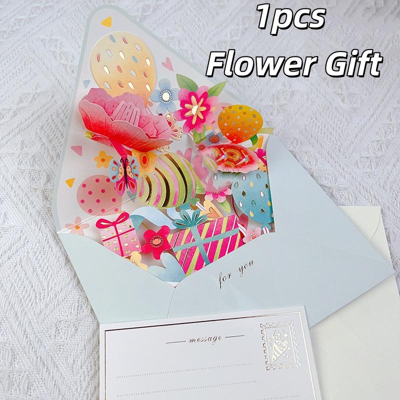 

1pcs New Romantic Flower Birthday Christmas Card 3d Pop-Up Greeting Cards Party Wedding Decorations Creative Girl Envelope Gifts