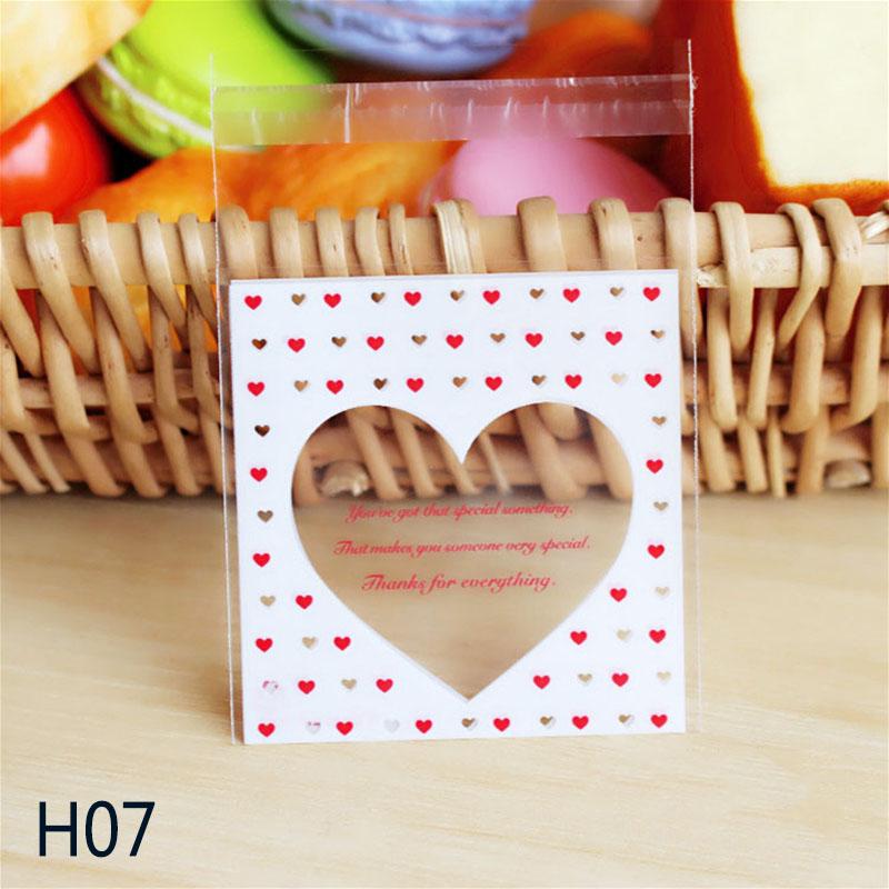 100Pcs/lot Cute Heart Theme Candy Cookie Bags Wedding Birthday Party Candy Buscuit Packaging Bag Christmas Plastic Gift Bags