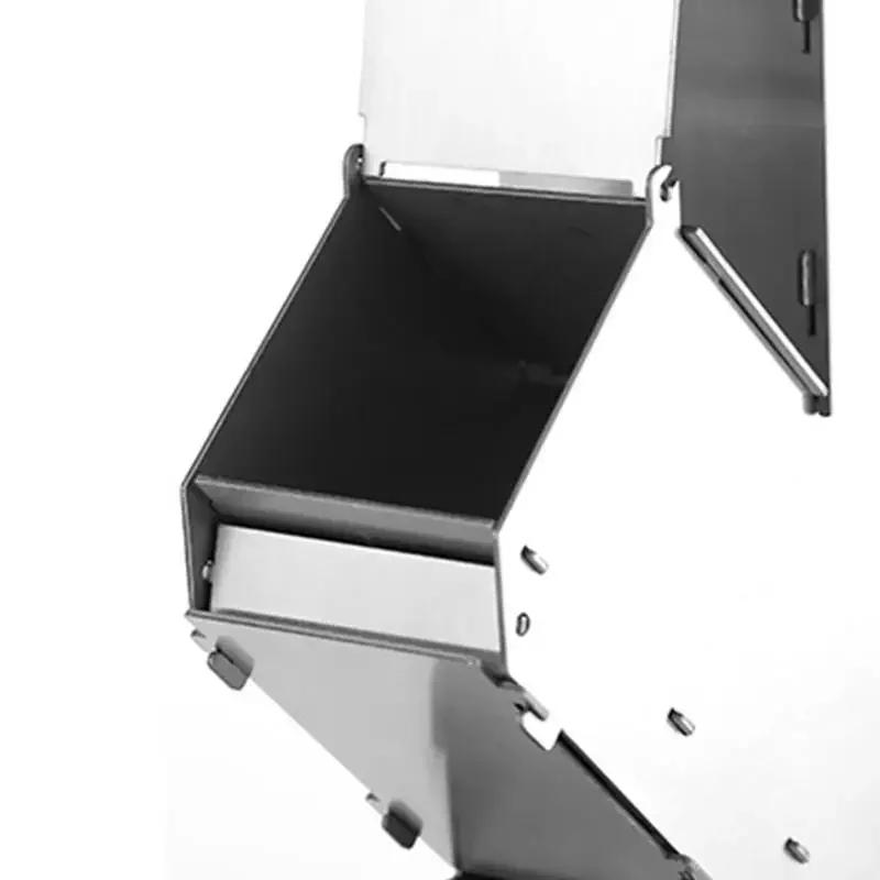 Foldable Stainless Steel Rocket Stove Outdoor Camping Wood Stove Portable Picnic Wood Burning Stove Hiking Barbecue Equipment