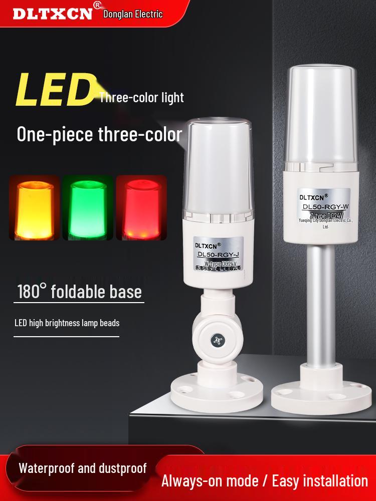 LED Color Alarm Light Signal Tower for Cranes, 12V/24V/220V
