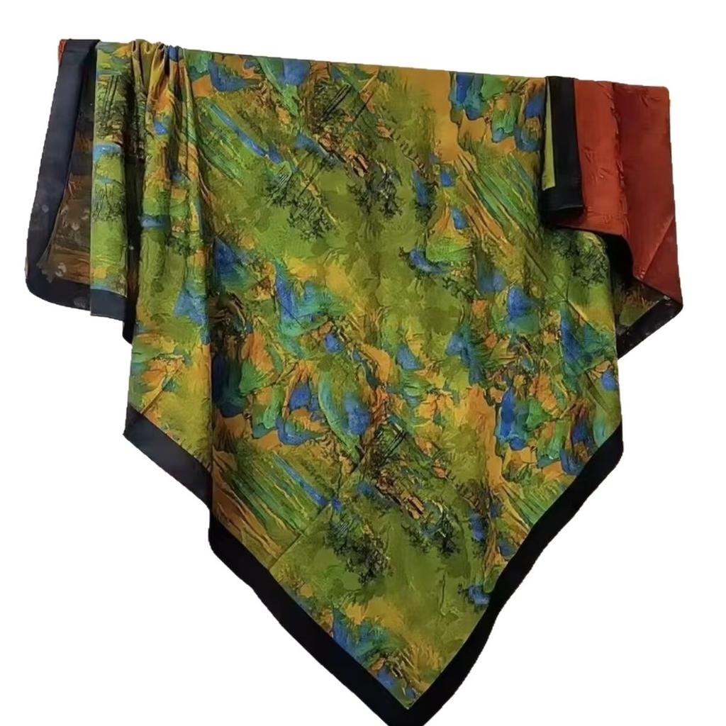 Fragrant Cloud Yarn Spring And Autumn Silk Scarf 140 * 140 Square Scarf Fashionable, Versatile Hangzhou Scarf Printed Scarf Shawl