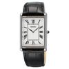 Quartz Men's Watch Sapphire Glass SWR103 Silver/White Black Leather Band