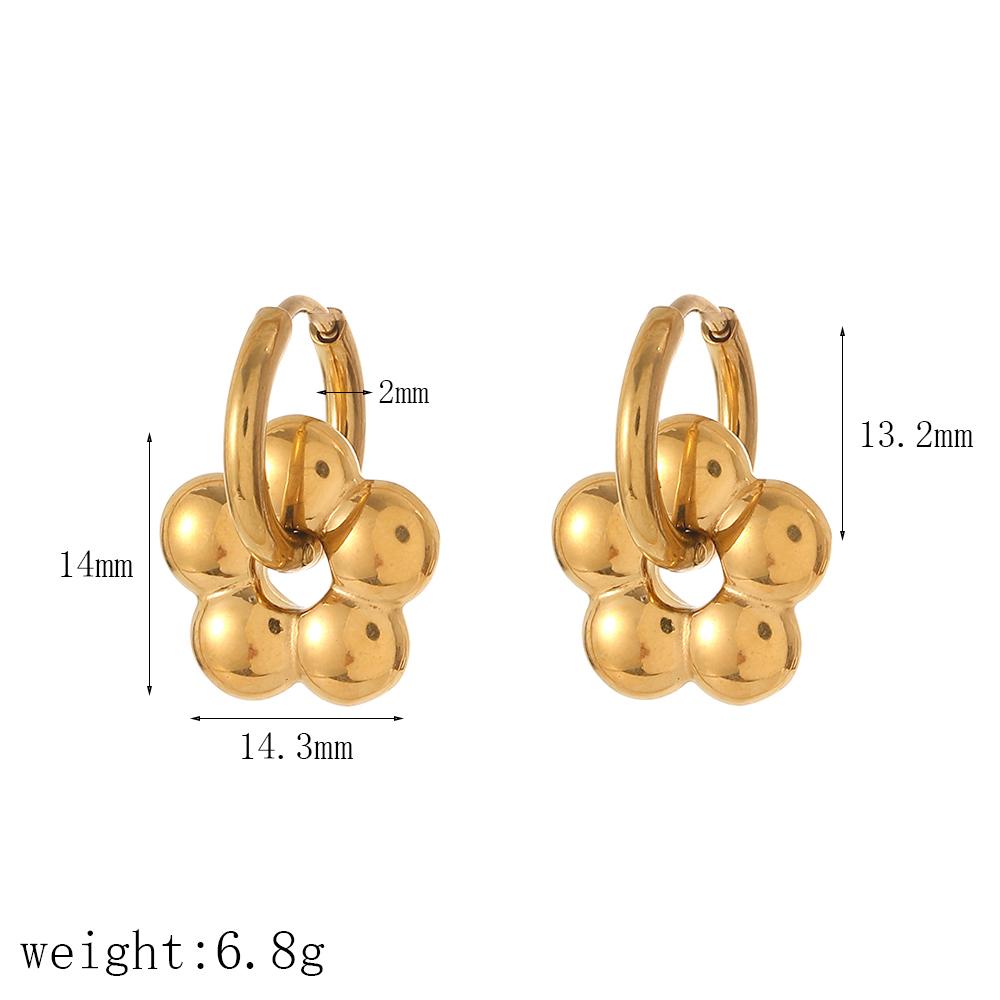Colorful Small Flower Stainless Steel Charms Earring 18K Gold Plated Circle Ear Buckle Hoop Earrings Jewelry for Women
