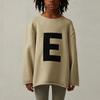 Fear Of God Essentials Big E Sweater Wheat Solid Color Letter Crew Neck Kids Sweater FOG-SS22-161