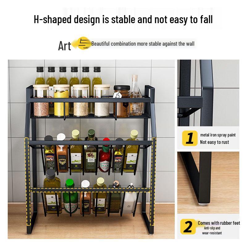 Mehrstöckiges Küchen-Gewürzregal zur Aufbewahrung von Öl, Salz, Soße und Essig