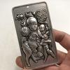 Old Chinese Tibet Silver Handcarved Double-Sided Boy Pendant Waist Tag