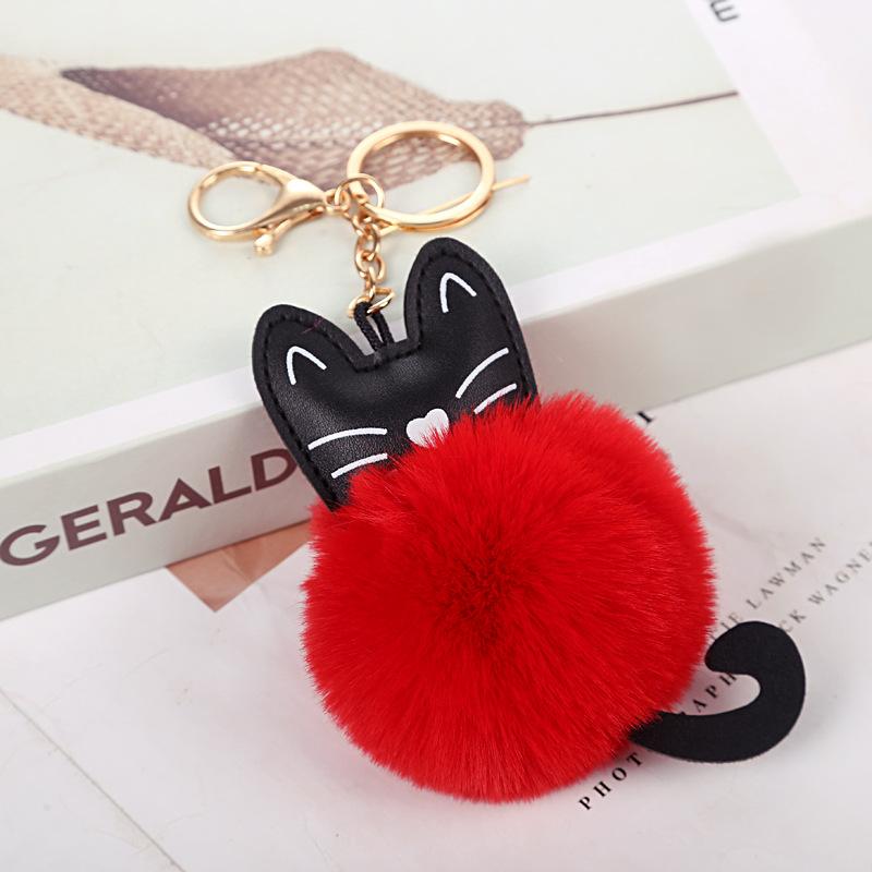 Cute Fur Ball Cat Soft Pompom Animal Tail Hair Ball Car Ladies Car Bag Accessories Mom Gift Bag Charm