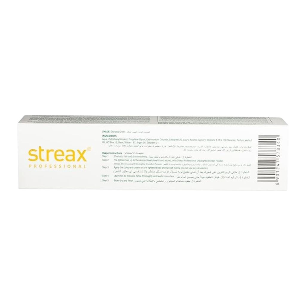 Streax Professional Hold & Play Glorious Green Semi Permanent Hair Colour, Vibrant Ammonia Free Dye, 100g Pack For Trendy Salon Style Looks