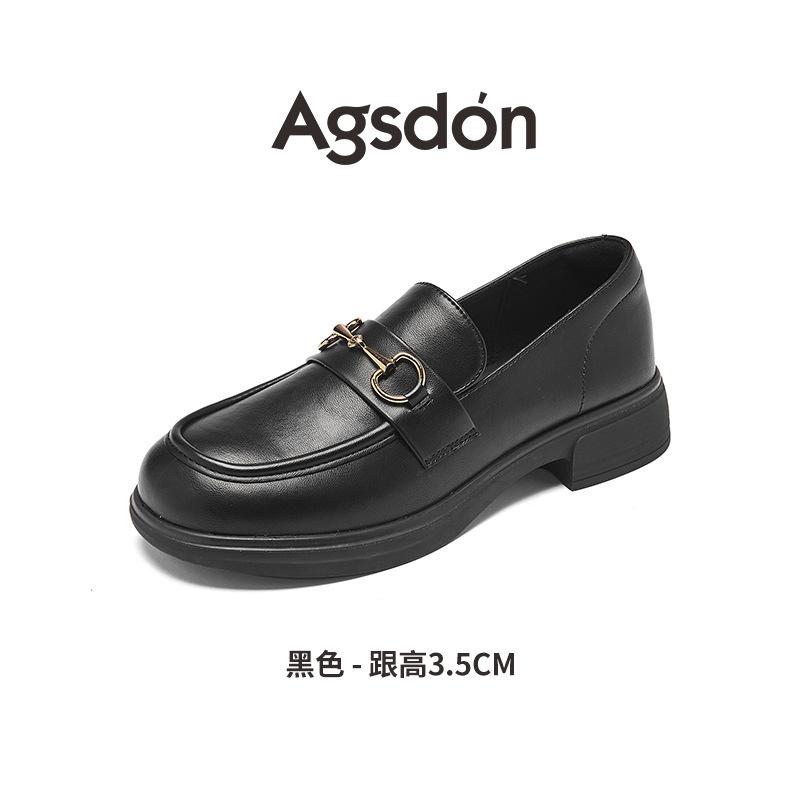 Autumn new thick heel British style black small leather shoes commuter soft sole single shoes 35
