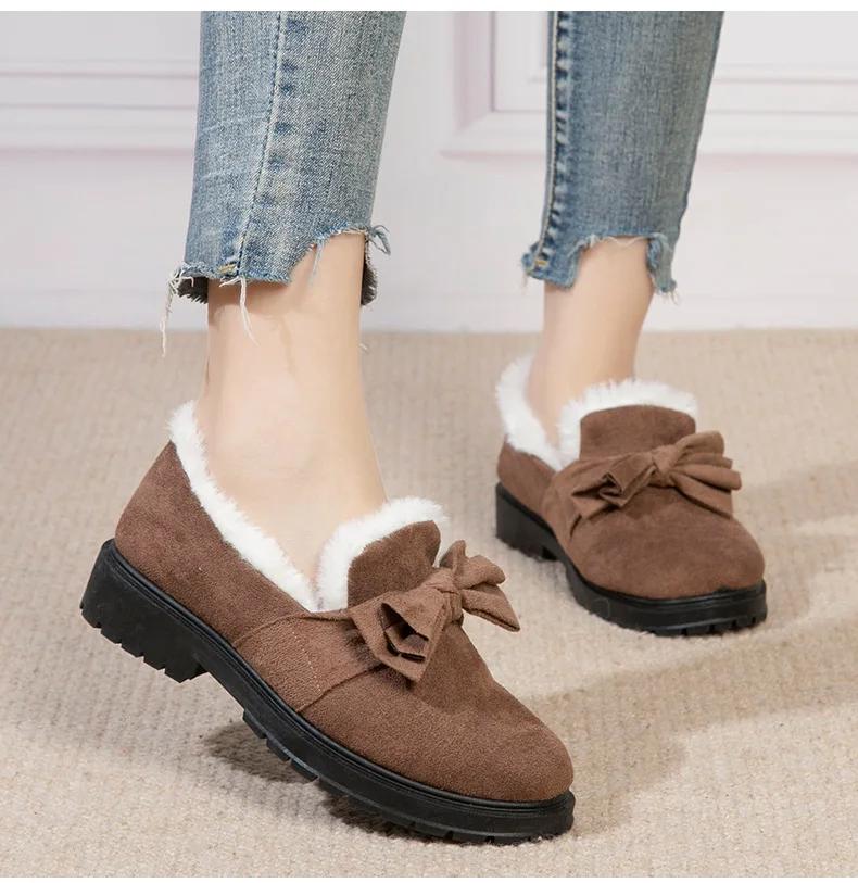 2024 Neue Winter Verdickte Warme Rutschfeste Flachmündige Baumwollschuhe Lässige Einfache Damenschuhe
