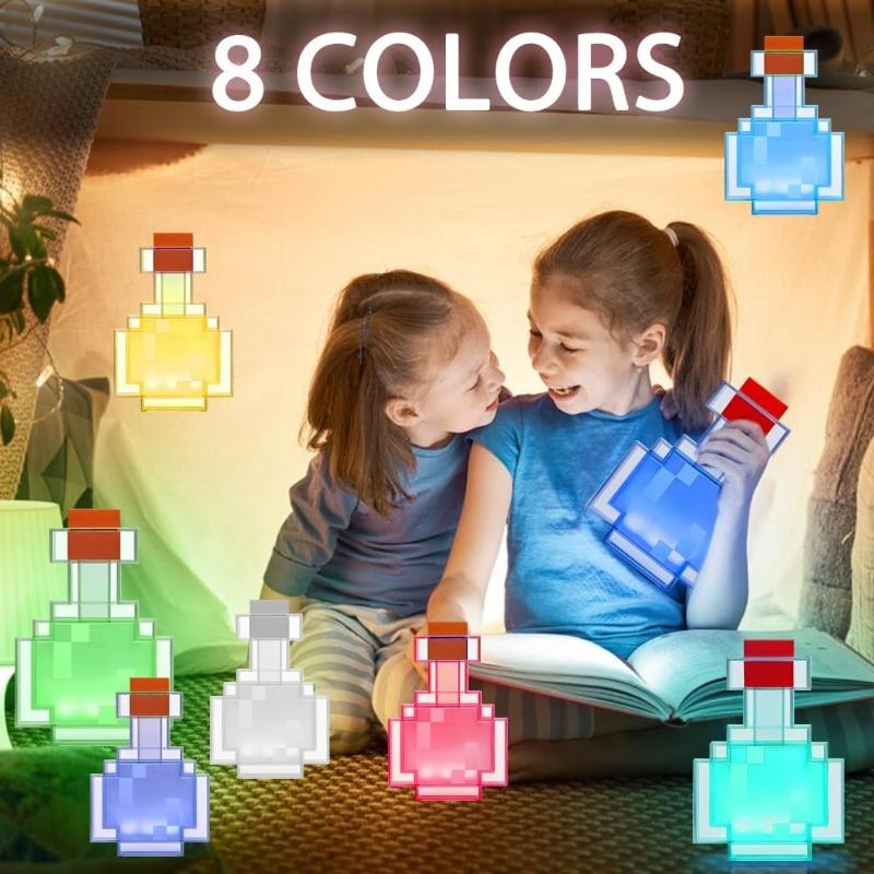 Pixelated Bottle Lamp, Rgb Led Night Light, Gaming Decor, Rechargeable Desktop Ornament, Gamer Gift, New Arrival