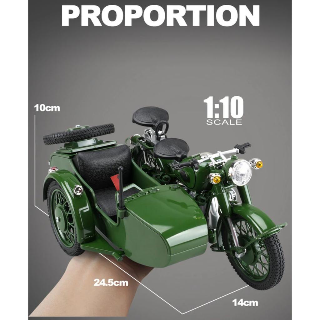 1/10 Motocykl Trójkołowy Stop Die-Cast Model Motocykla Zabawka Pojazd Kolekcja Dźwięk i Światło Terenowy Autocykl Zabawki Samochód