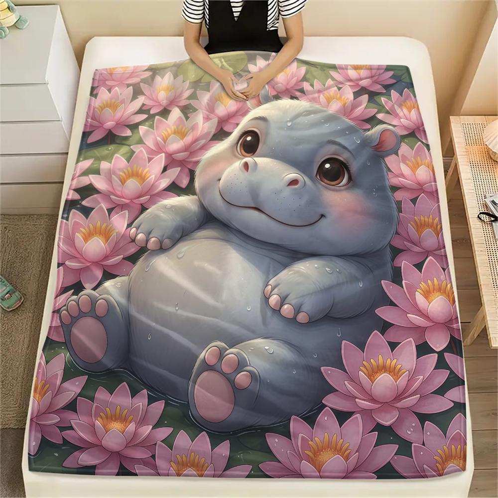 1Pc Cartoon Print Flannel Blanket, High Quality Comfortable for All Seasons, Home Decor, Warmth and Comfort, Perfect for Christmas Birthday Gift