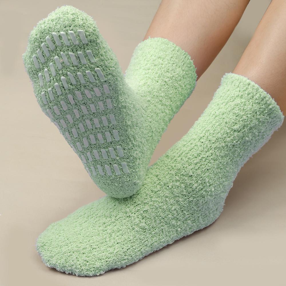 Thickened Coral Velvet Socks Women's Solid Color Indoor Floor Stocking Winter Plush Warm Socks Cold-proof Anti Slip Sock Hosiery