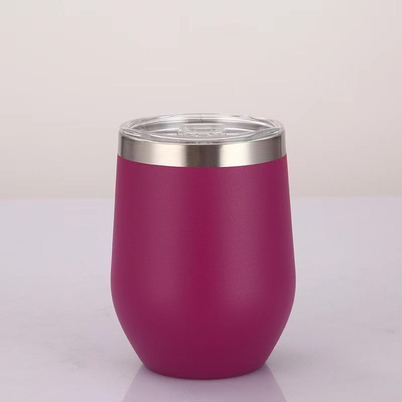12OZ Stainless Steel Eggshell Cup Double Wall Insulated Vacuum Drinking Cup with Lids U-shaped Coffee Mug Thermal Cup for Coffee