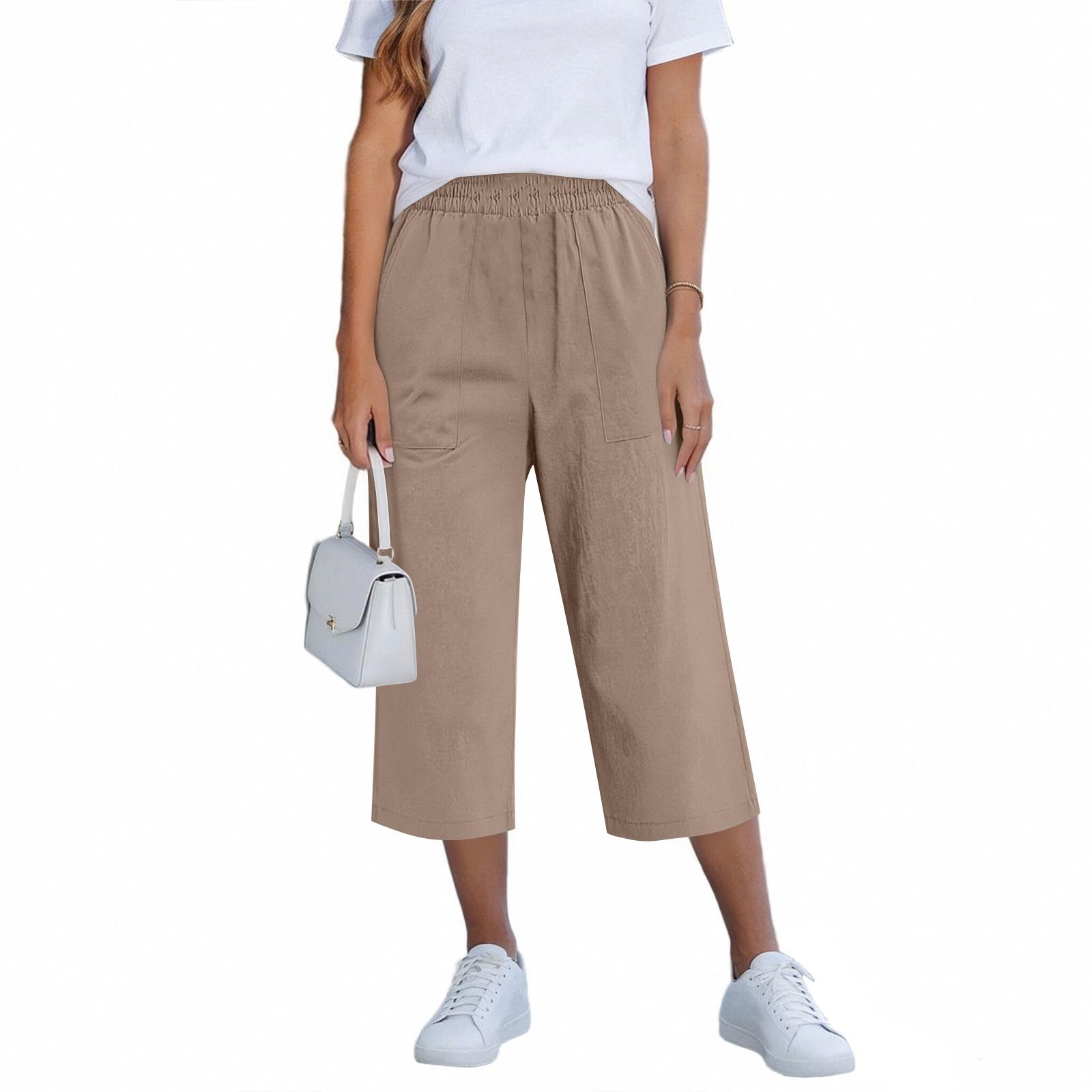 

Women s Casual Loose Pants Straight Wide Leg Pants Casual Pants S кофейный