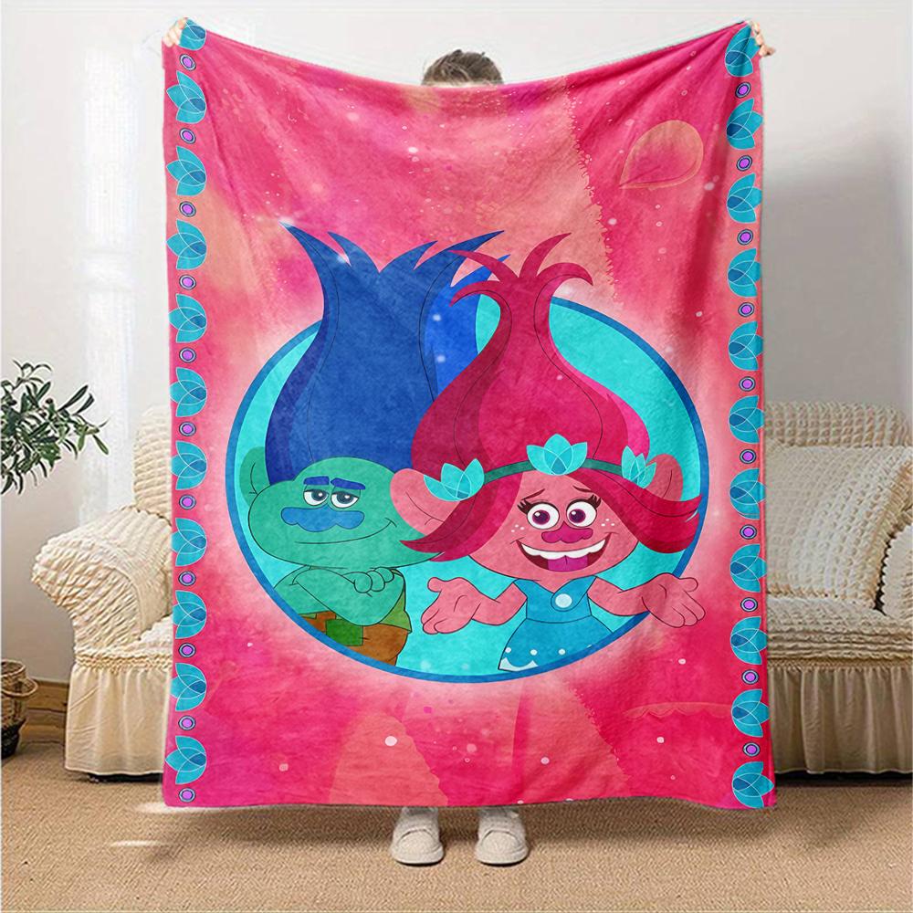Trolls Theme Printed Blanket - Perfect for Couch, Bed, Travel & Outdoor Use | Machine Washable, Cozy & Durable.