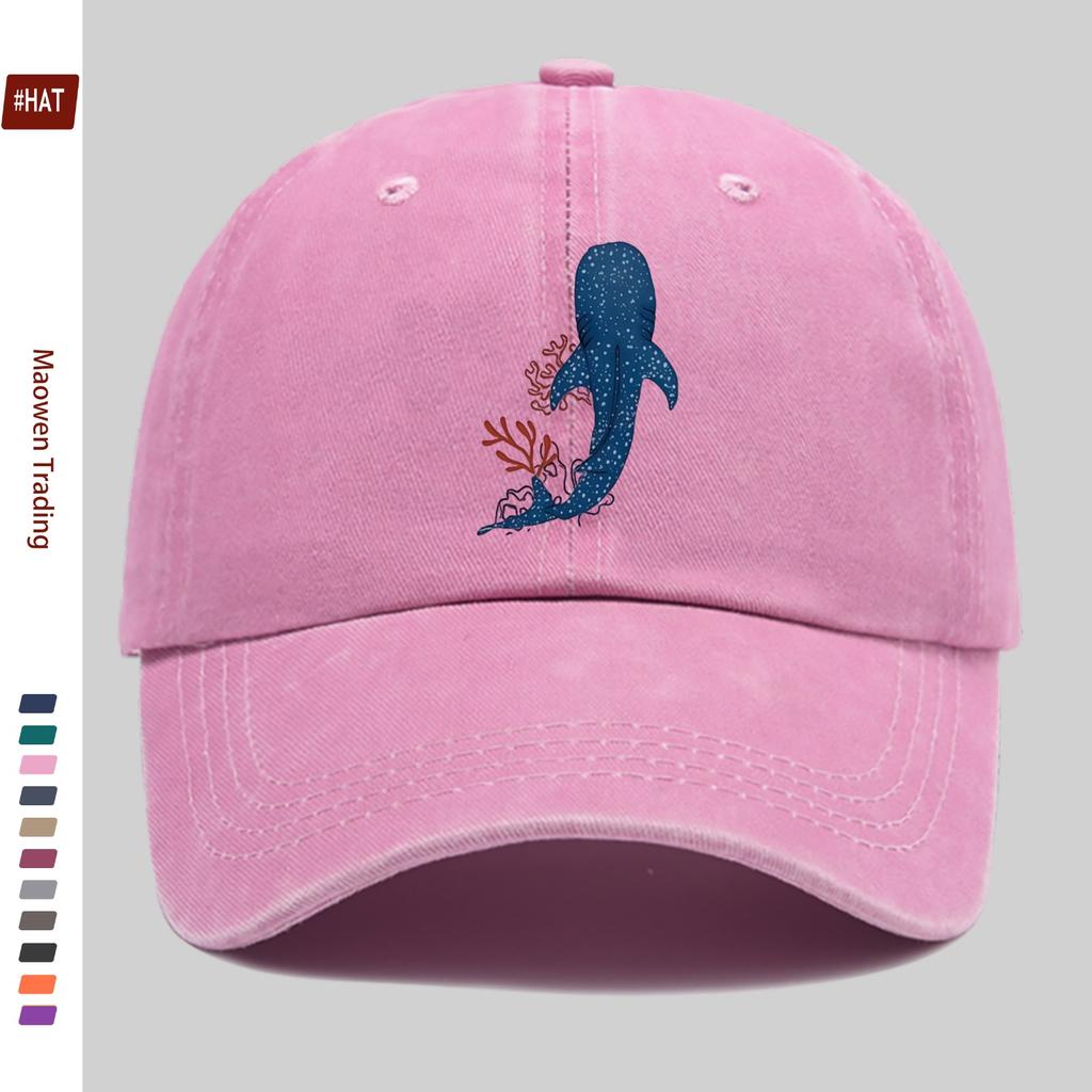 pc Cartoon Whale Shark Minimalist Print Baseball Cap Ocean Animal Print Sun Hat Comfortable And Lightweight Trucker Decorative