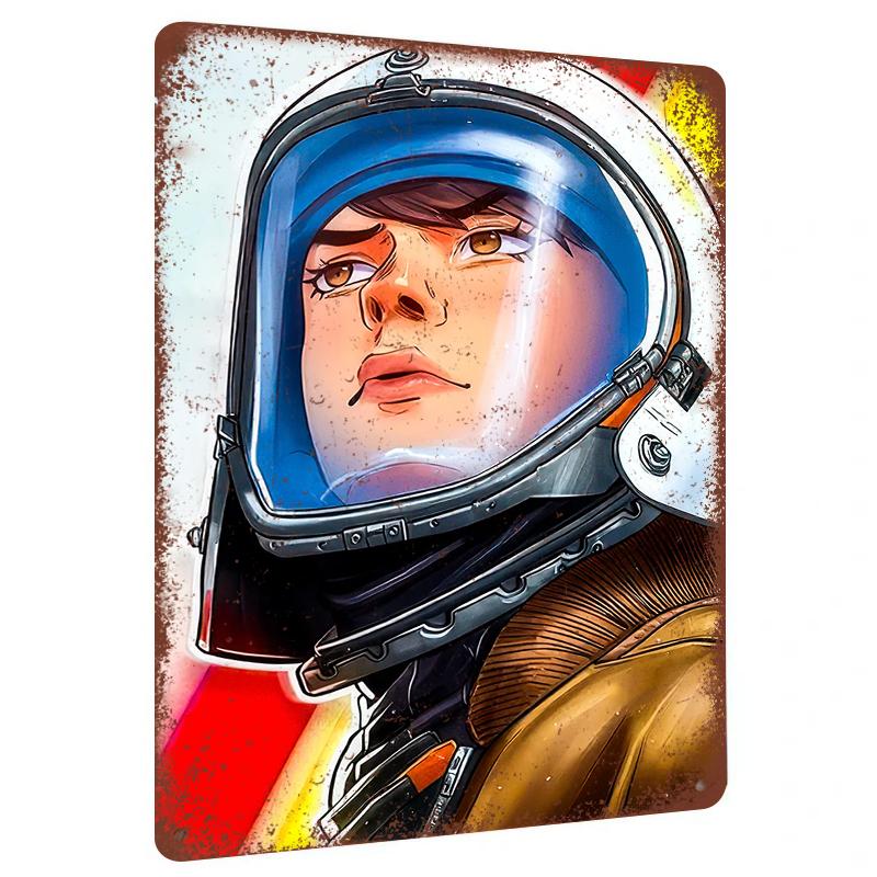 

Custom Astronaut Helmet Portrait Metal Wall Art Modern Home Decor Unique Sci Fi Room Decoration 20x30cm（7.8x11.8inch）