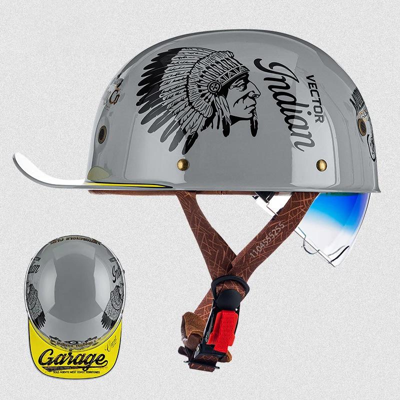 Motorcycle Helmet Baseball Cap Half Face Capacete De Moto Helmet with Sunglasses Motorbike Scooter Cycling Helmet DOT Approved