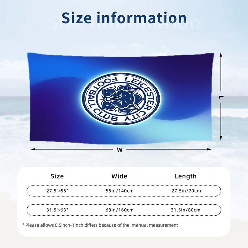 Leicester City Football Beach Towel Soft Microfiber Summer Towel Quick Dry Absorbent Towel for Beach Swimming Pool Travel