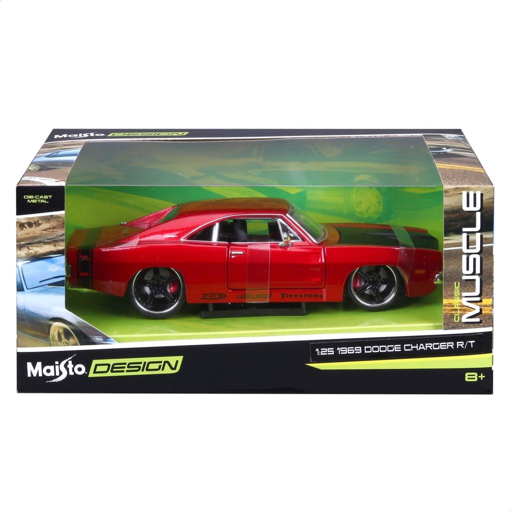 Maisto Scale Dodge Charger 1969 Red Custom Classic Muscle Series Diecast Model Finished 32537 1/25 R/T / Car, Product,