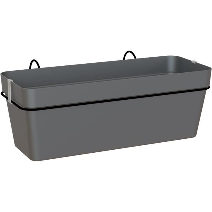 ARTEVASI Kit balcon Jardiniere CAPRI RE 50cm anthracite - 50,2 x 28,5 x h20 cm - 1,45L