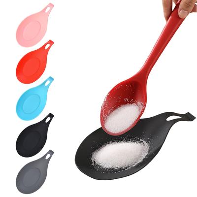 2-sets Silicone Spoon Rest Heat-Resistant Kitchen Utensil Holder Easy-to-Clean Spoon Pad Multi-Use Snack Dish Fruit Plate