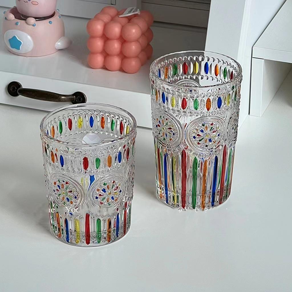 Regenbogen-Schimmer Handbemalte Glas Tasse - Bling Design für den Sommer