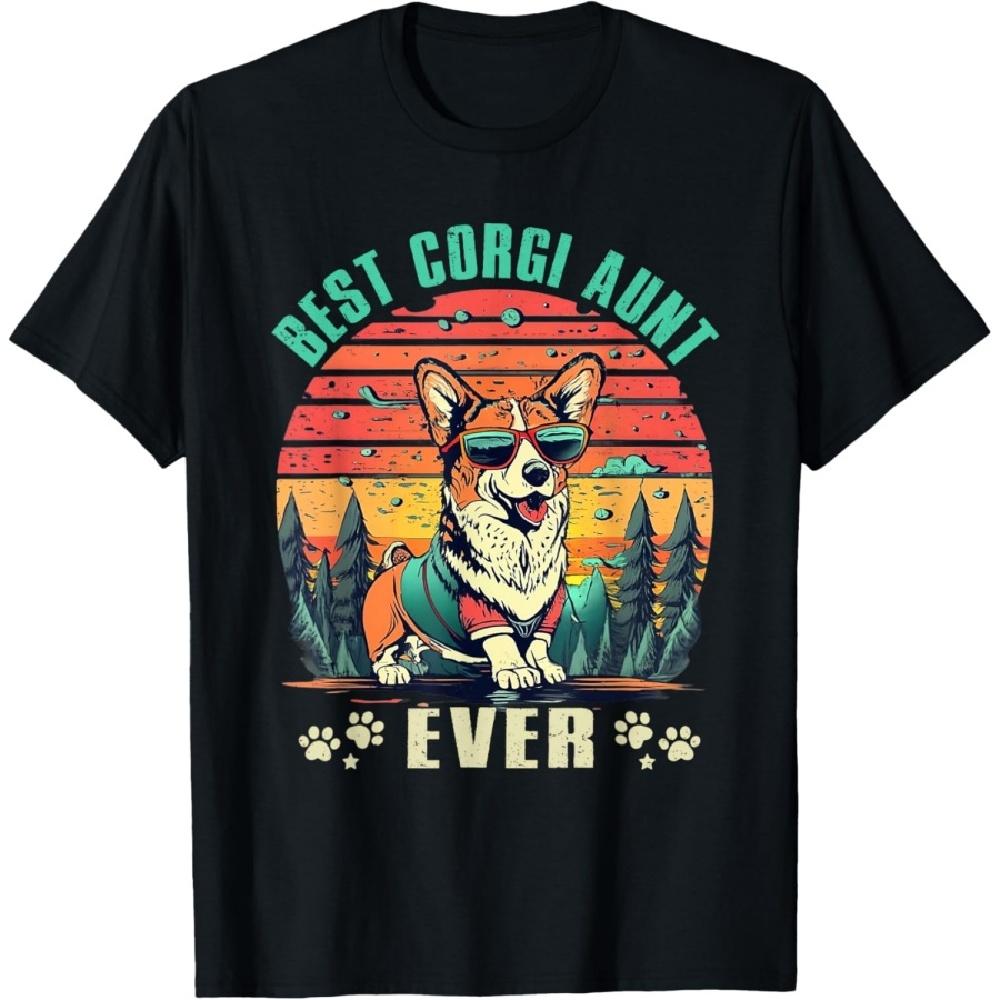 

Best Corgi Aunt Ever Dog Lover Vintage Retro Sunset T-Shirt for Men Women Kids S