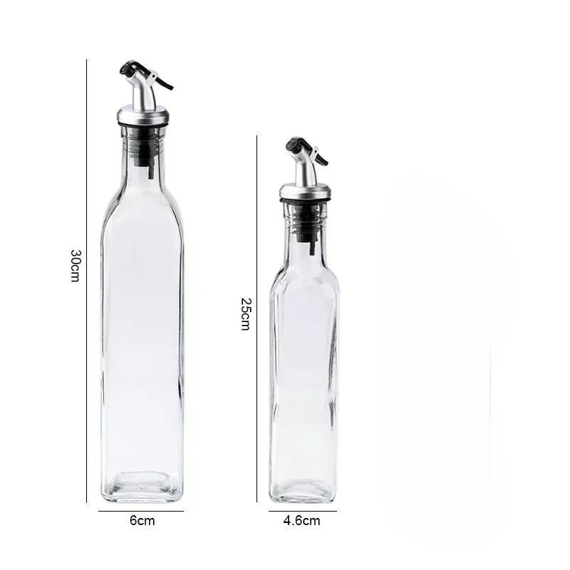 Transparent Glass Olive Oil Bottle 150/250/500ML Leakproof Kitchen Seasoning Soy Sauce Vinegar Press Type Cruet Barbecue Bottle