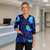 Womens Halloween Print V Neck Scrub Top Side Slit Three Quarter Sleeve Medical Uniform Shirt with Pocket