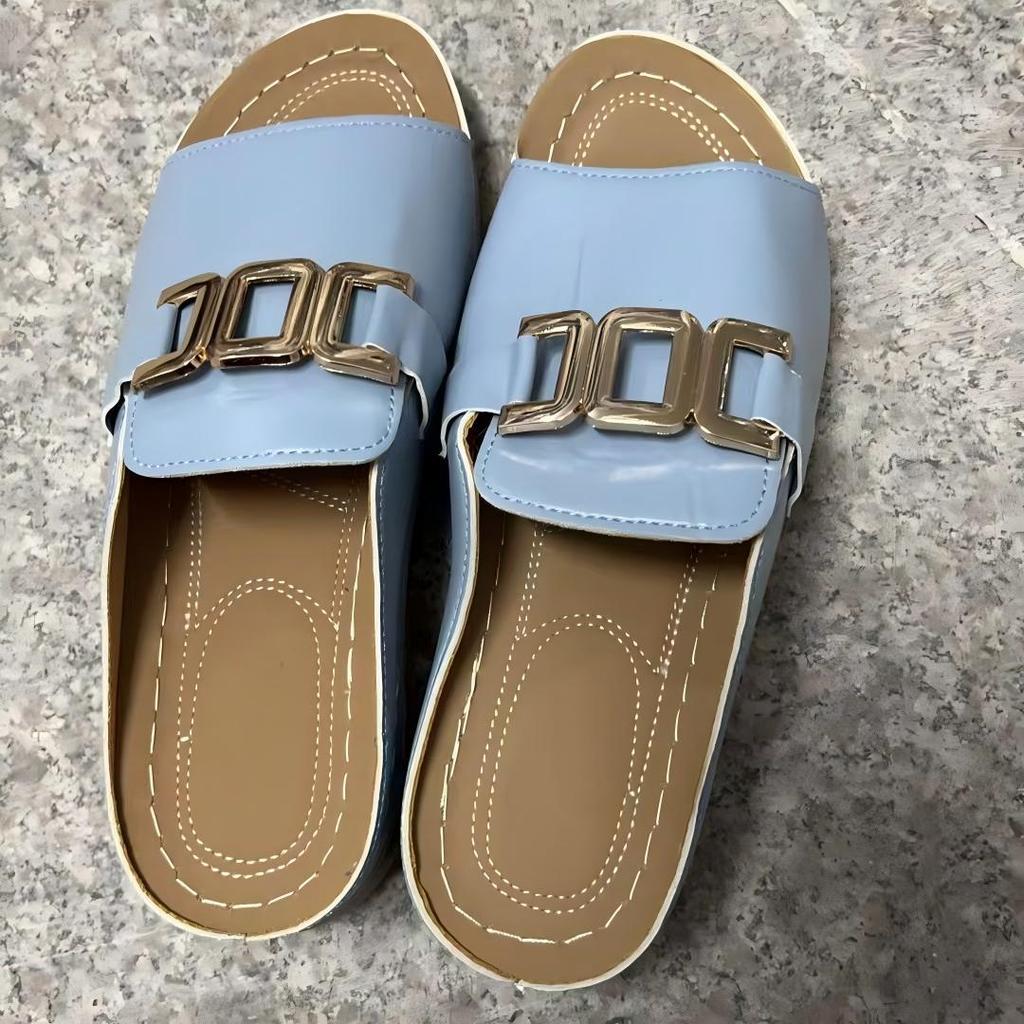 Sandalen mit Keilabsatz und dicker Sohle für Damen, Übergröße, lässig und modisch, schlichte Sandalen mit Metallschließe und Fischmaul