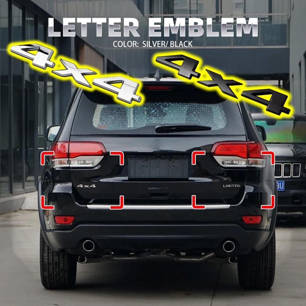 NOELAMOUR Samolepka s emblémem auta 4x4 Sada 2 3D 3D 3D 4wd Stylová nálepka (Černá)