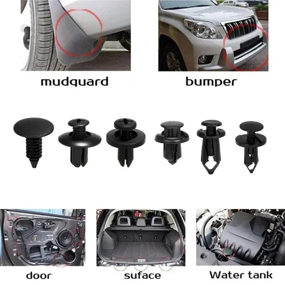 190PCS Car Universal Buckle Set - 6 Models ABS Material Fastener Rivet Clamping Clips for Auto Body Trim Door Panel
