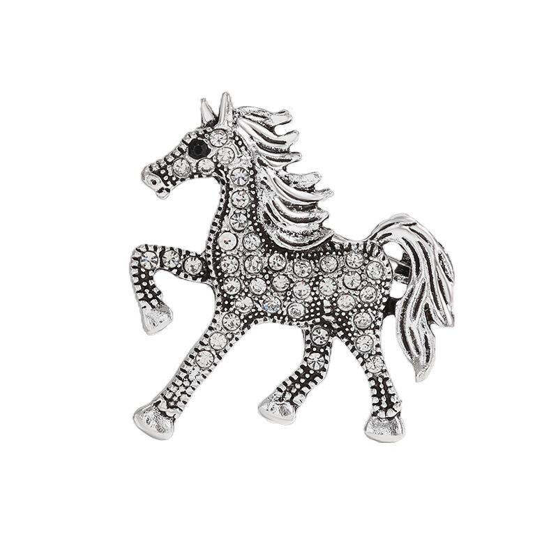 Classic Rhinestone Horse Brooches For Women Zodiac Animal Lapel Pins Casual Party Accessories New Year Gifts Friends