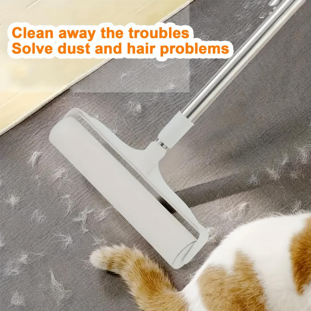 4pcs/set (3 Rolls of Paper+1 Mop Long Handled Hair Remover, Retractable Hair Brush for Clothing, Household Floor Cleaning Tool for Cat Hair,