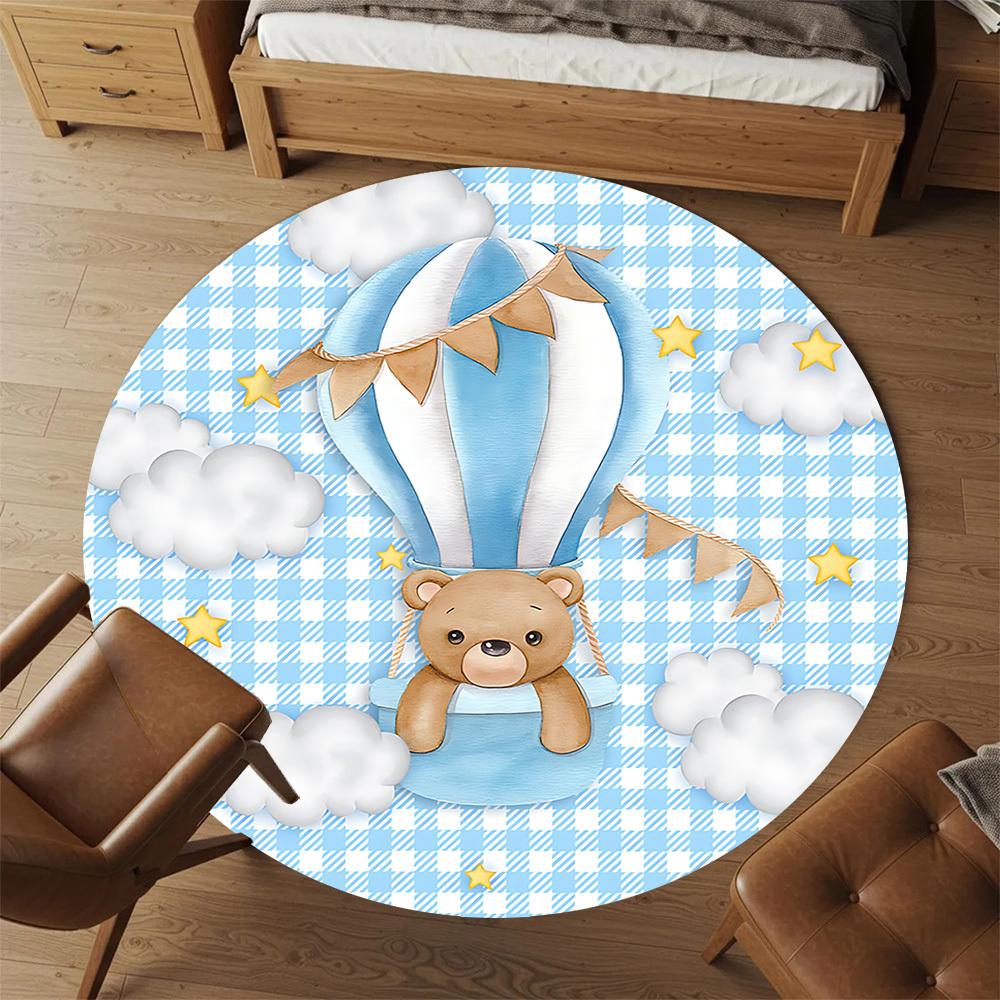 1pc Bear Balloon Round Chair mat Area Rug - Non-Slip, Floor Mat for Office, Bedroom, and Indoor Decor c1125160