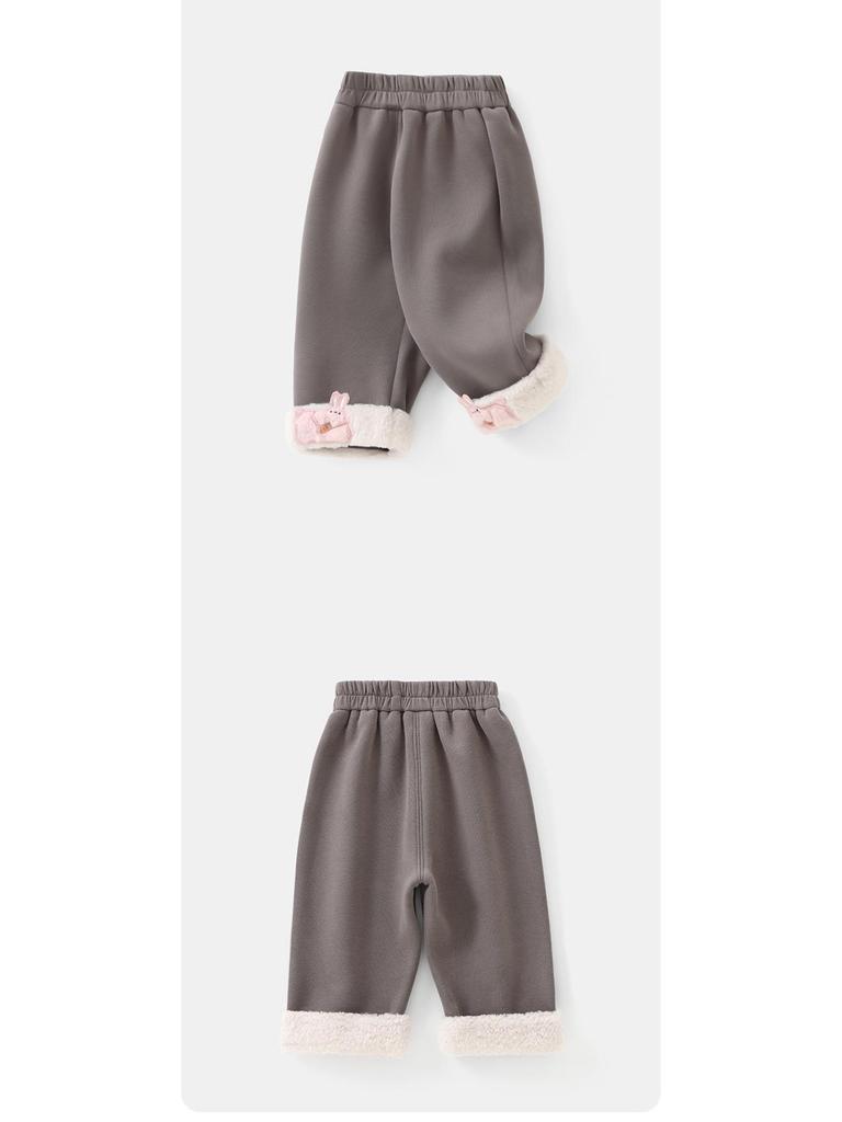 DUUDUU Warm Fleece-Lined Infant Wide-Leg Pants - Girls' Korean Style for Autumn/Winter 2025