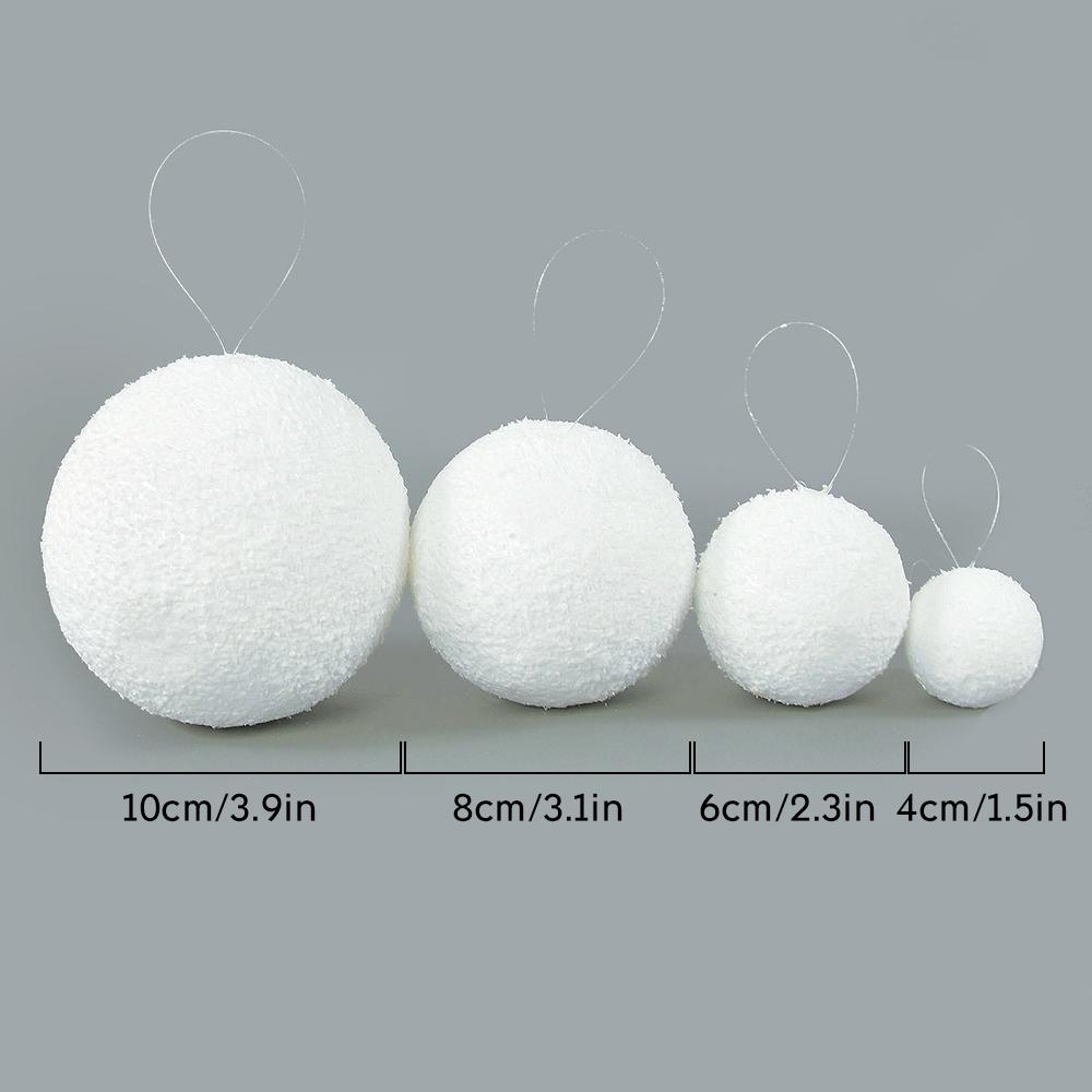 4-10cm Bola de Natal Branca Enfeite Pendente para Árvore de Natal Bolas Redondas de Espuma Artesanato DIY Decoração de Natal para Casa Ano Novo