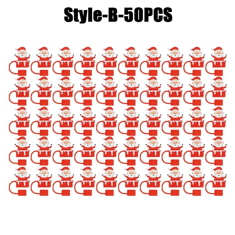 1-100PCSChristmasStraw DustCap 10mm Glass Straw Stopper Universal Water Bottle Reusable Cup Cover Accessories Holiday Party Gift