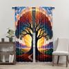 Sheer Colorful Tree Print Curtains Polyester Design Bedroom Living Room Office Curtain Set Of 2 Made With Rod Pocket Washable Great Ready