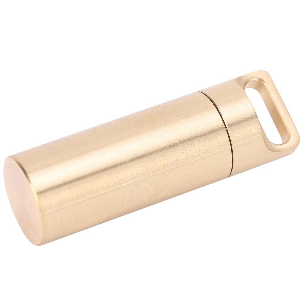 Brass Tablet Container Waterproof Pill Container Durable Capsule Box Holder  Outdoor Travel