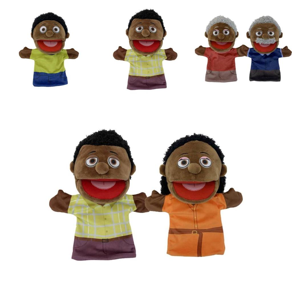 Marionetta da Mano Peluche Famiglia Africana Per Gioco di Ruolo Creativo