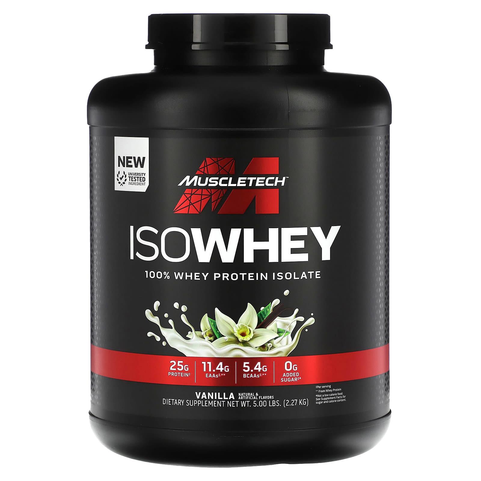 

Isowhey, 100% Whey Protein Isolate, Vanilla, 2.27Kg(5Lbs)