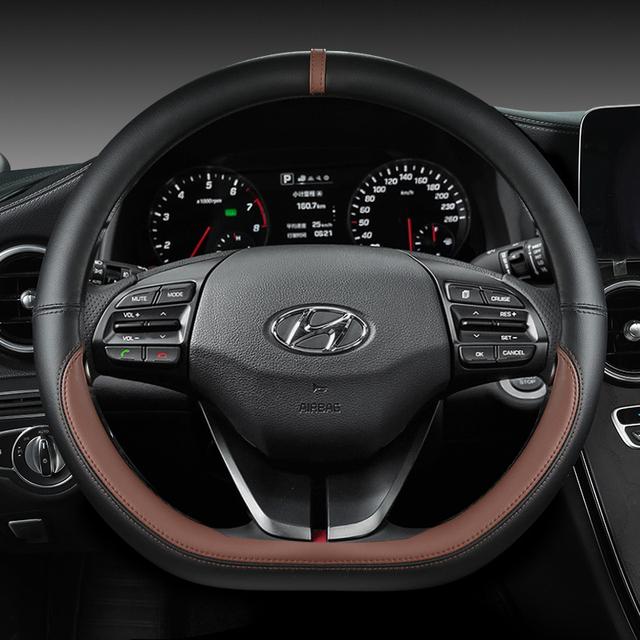Funda para volante de coche Ioniq 5 2016 2017 2018, forma de D, de cuero sintético PU, accesorios para el interior del automóvil.