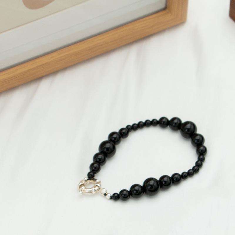2024 Chinese Style Agate Beaded Necklace in Sterling Silver Clavicle Chain - High-End Fashion for Spring/Summer